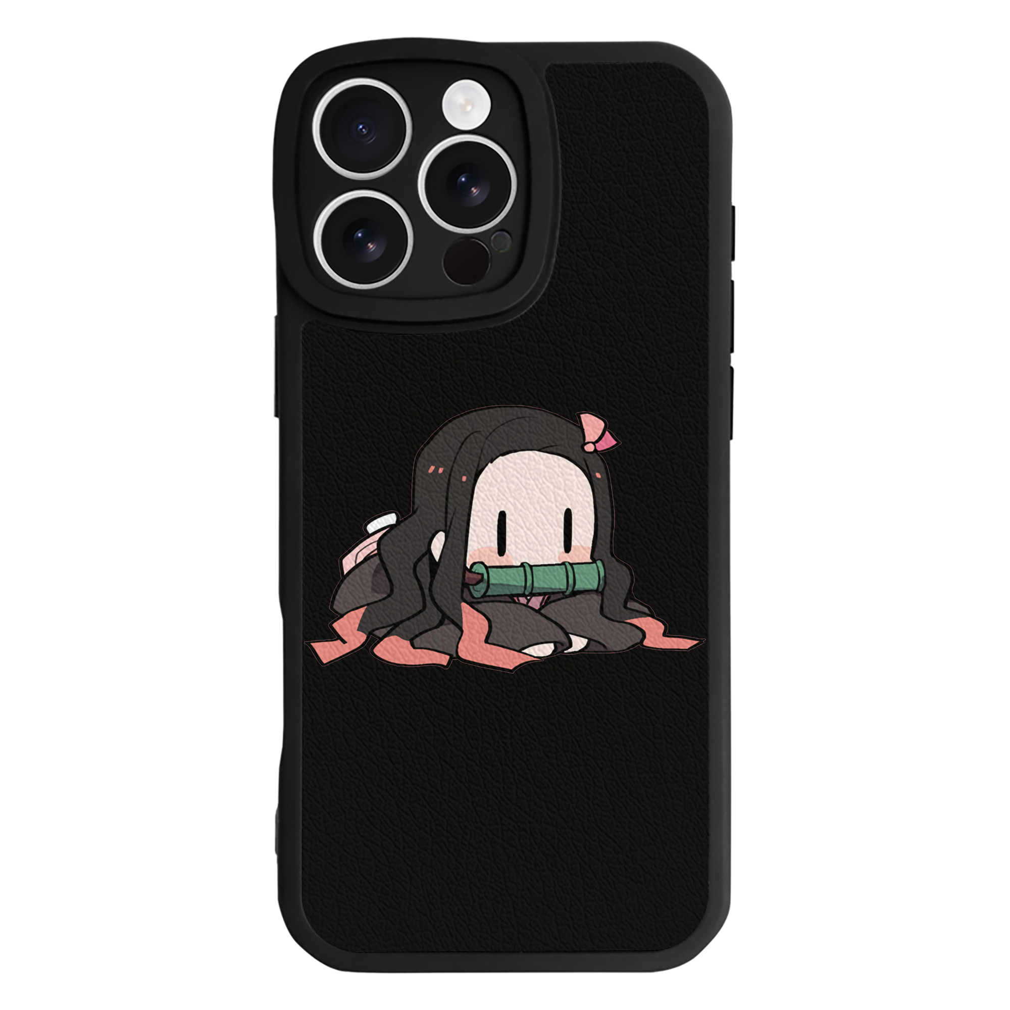 （画像用） 鬼滅の刃（きめつのやいば）竈門 禰󠄀豆子／かまど ねずこ Kamado Nezuko 【iPhone 16シリーズ対応】シリコンスマホケース（レザー調） 材質：シリコン